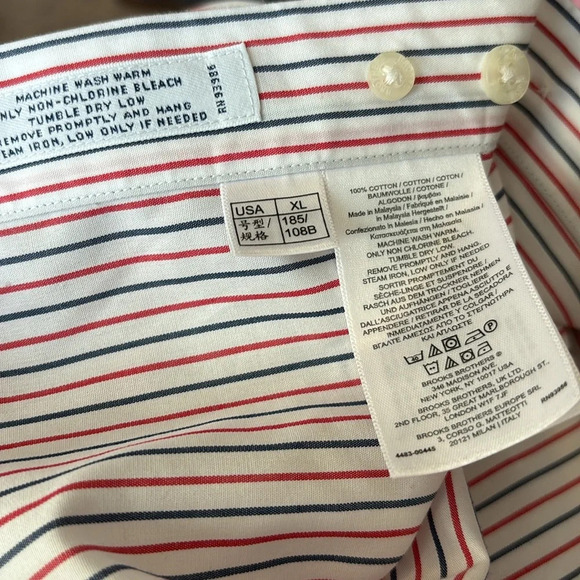 Brooks Brothers Regent men’s white striped long sleeve button down shirt size XL - Picture 8 of 8